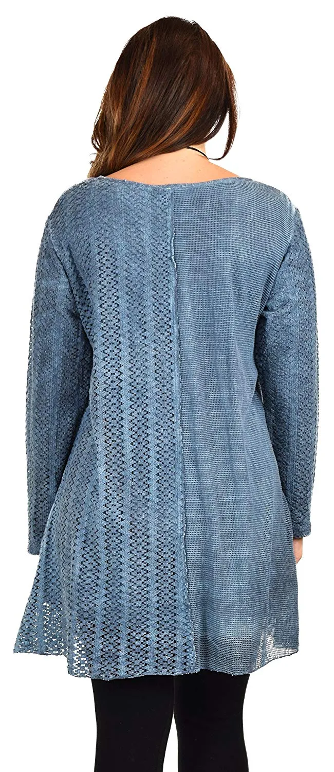 Dare2bStylish Women Plus Size Loose Fitting Lace Embroidered Tunic Blouse Top