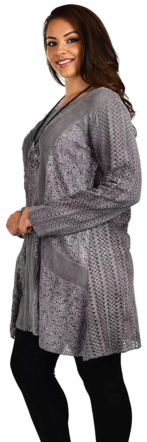 Dare2bStylish Women Plus Size Loose Fitting Lace Embroidered Tunic Blouse Top