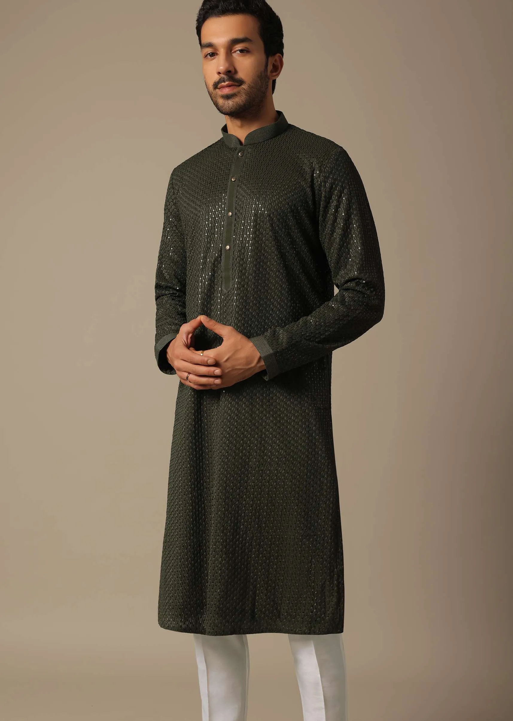 Festive Green Men's Kurta Set