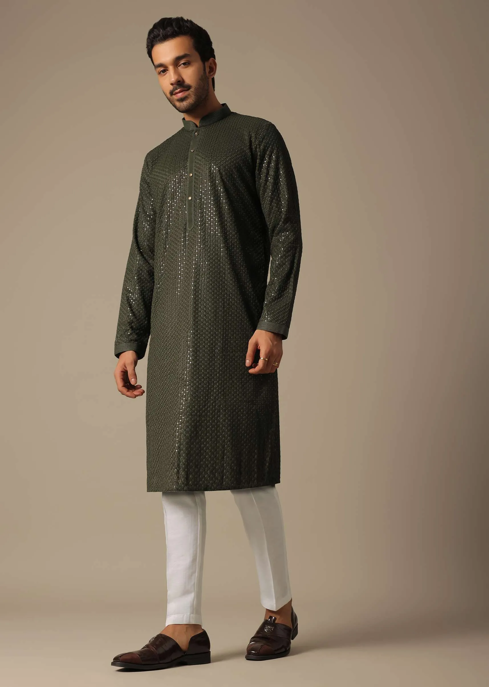 Festive Green Men's Kurta Set