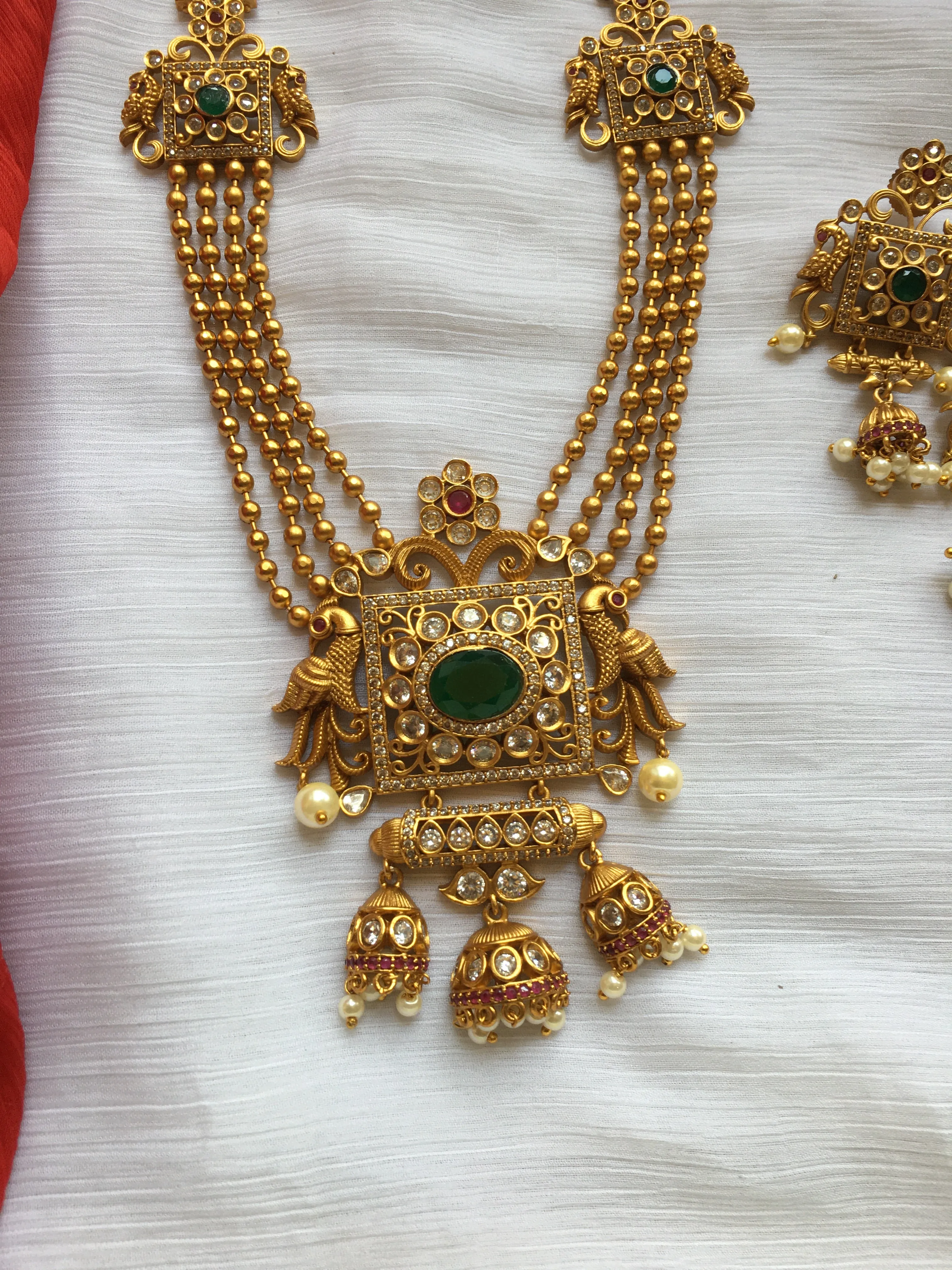 Four line balls Haaram with square pendant LH46