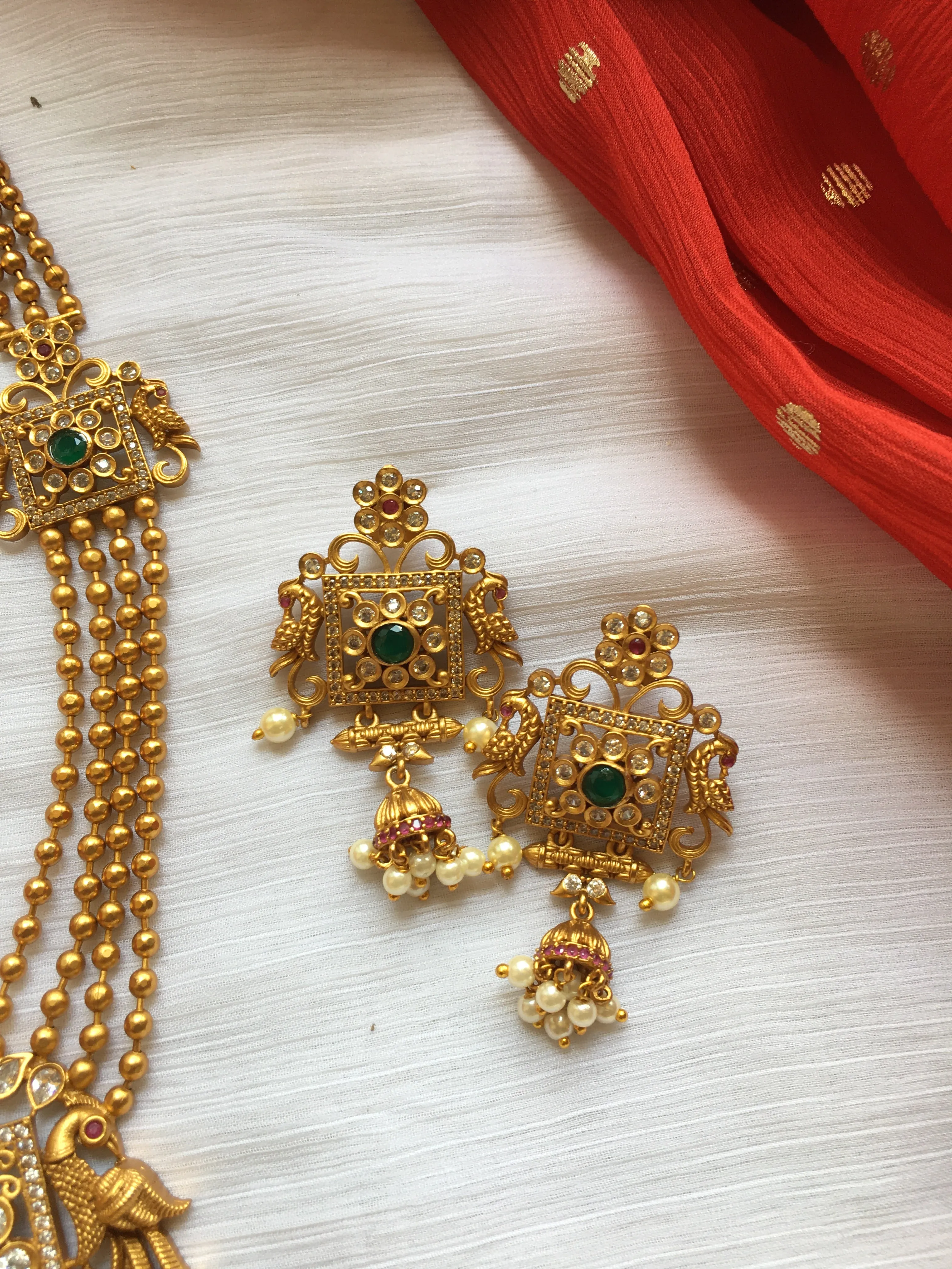 Four line balls Haaram with square pendant LH46
