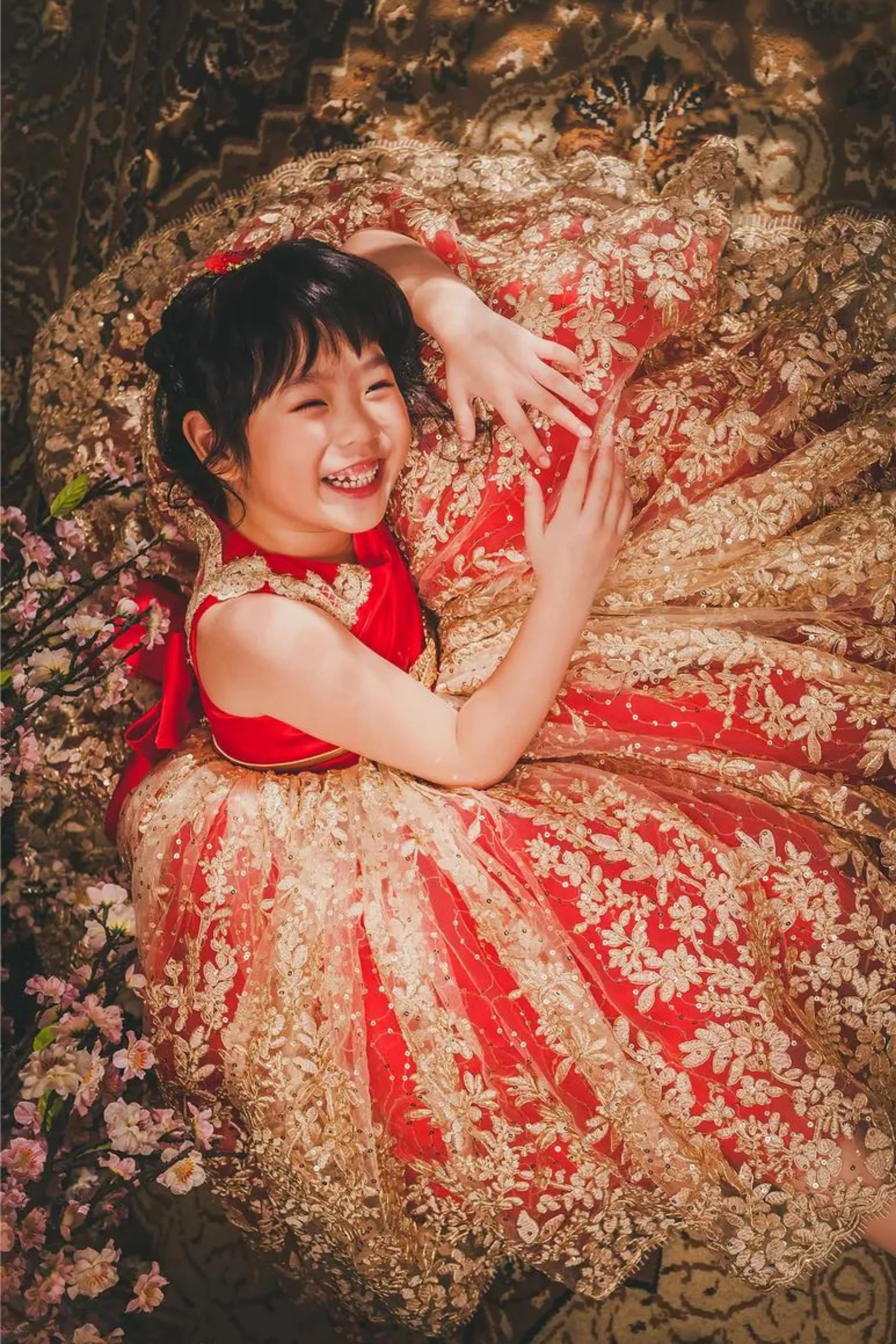 Jade Red & Gold Hanbok Set