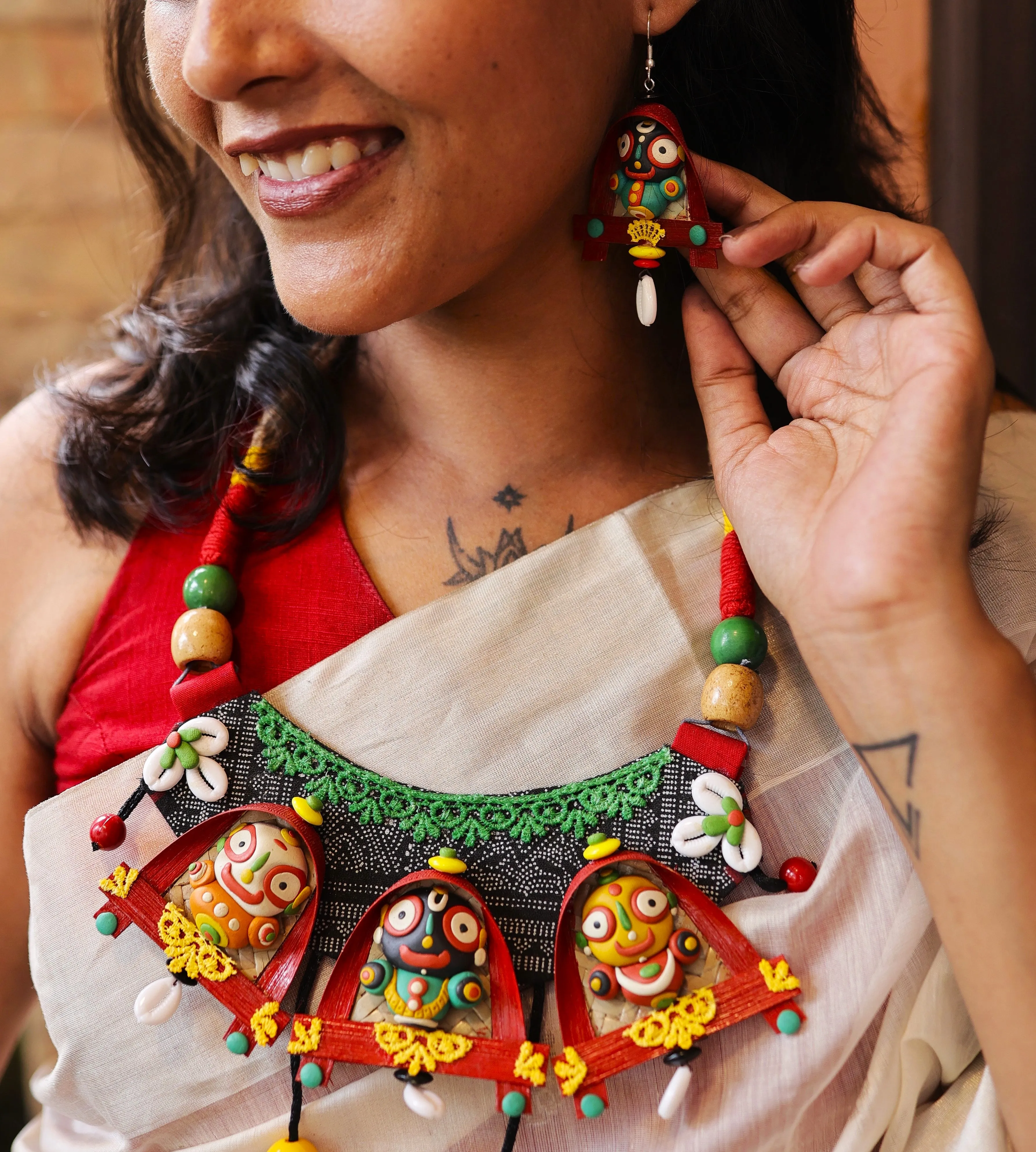 Jagannatha Poly Ceramic Necklace & Earring set