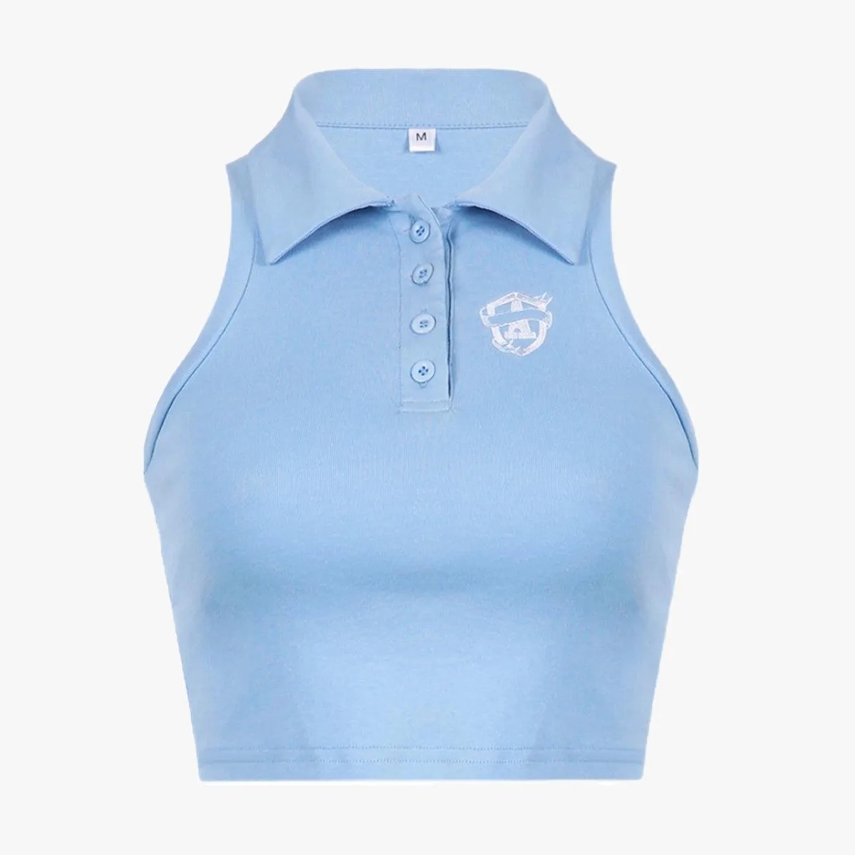 Light Blue Crop Top A Letter Embroidery