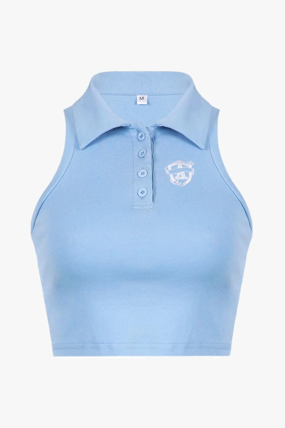 Light Blue Crop Top A Letter Embroidery