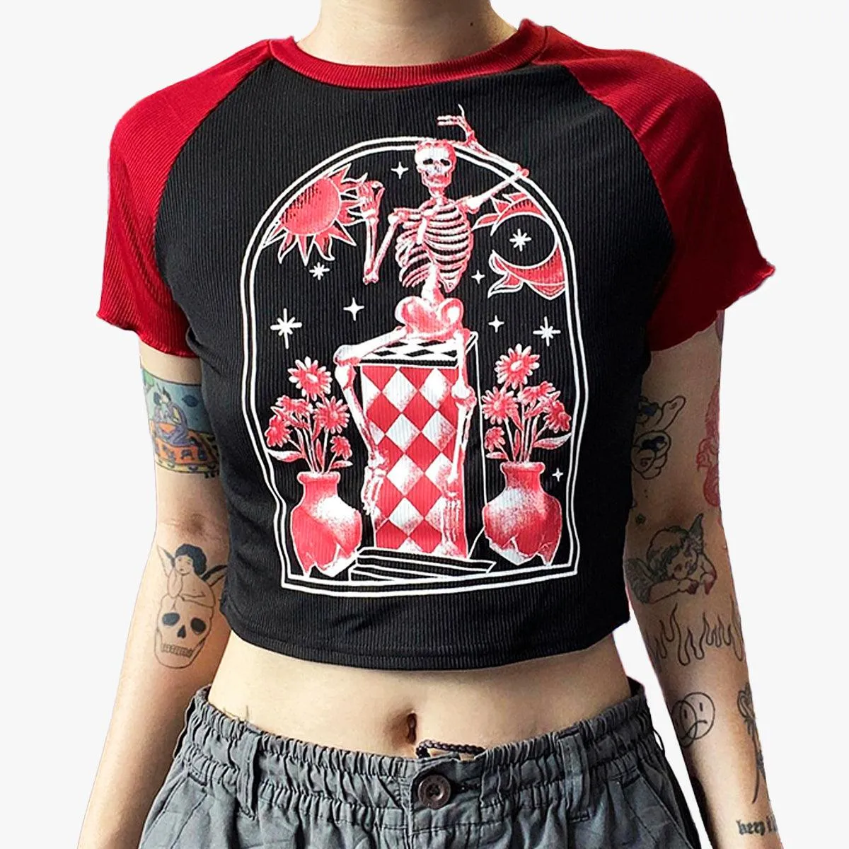 Playful Death Raglan Crop Top