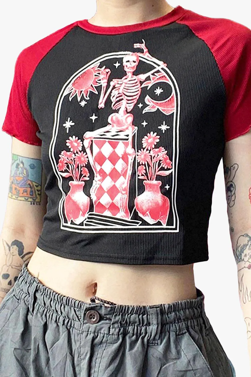 Playful Death Raglan Crop Top