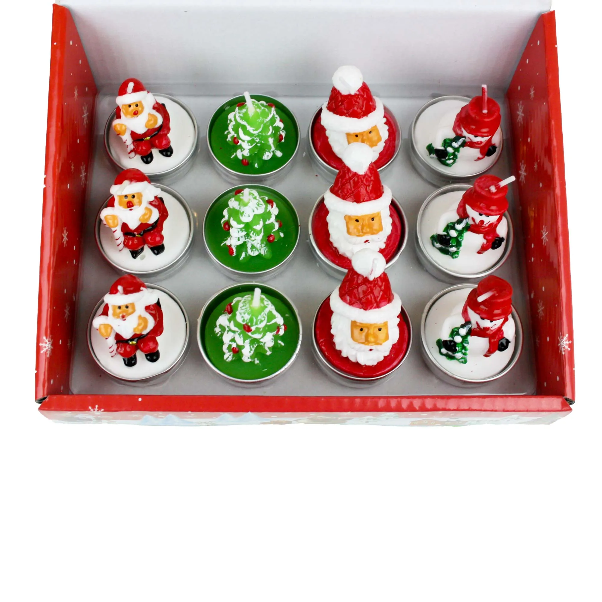 Set 2 Sonwman Christmas Tree Tea Light Candle - Pack of 12