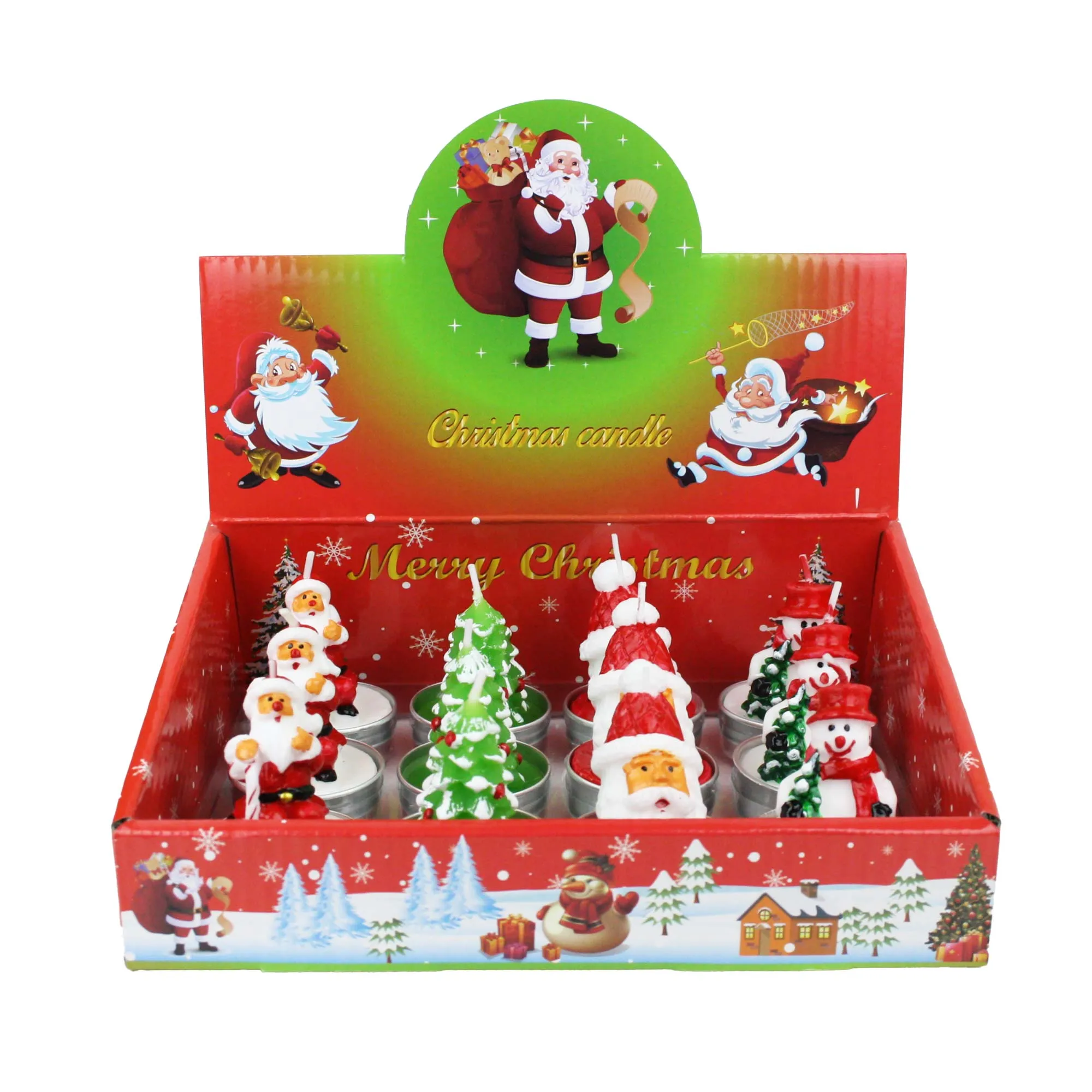 Set 2 Sonwman Christmas Tree Tea Light Candle - Pack of 12