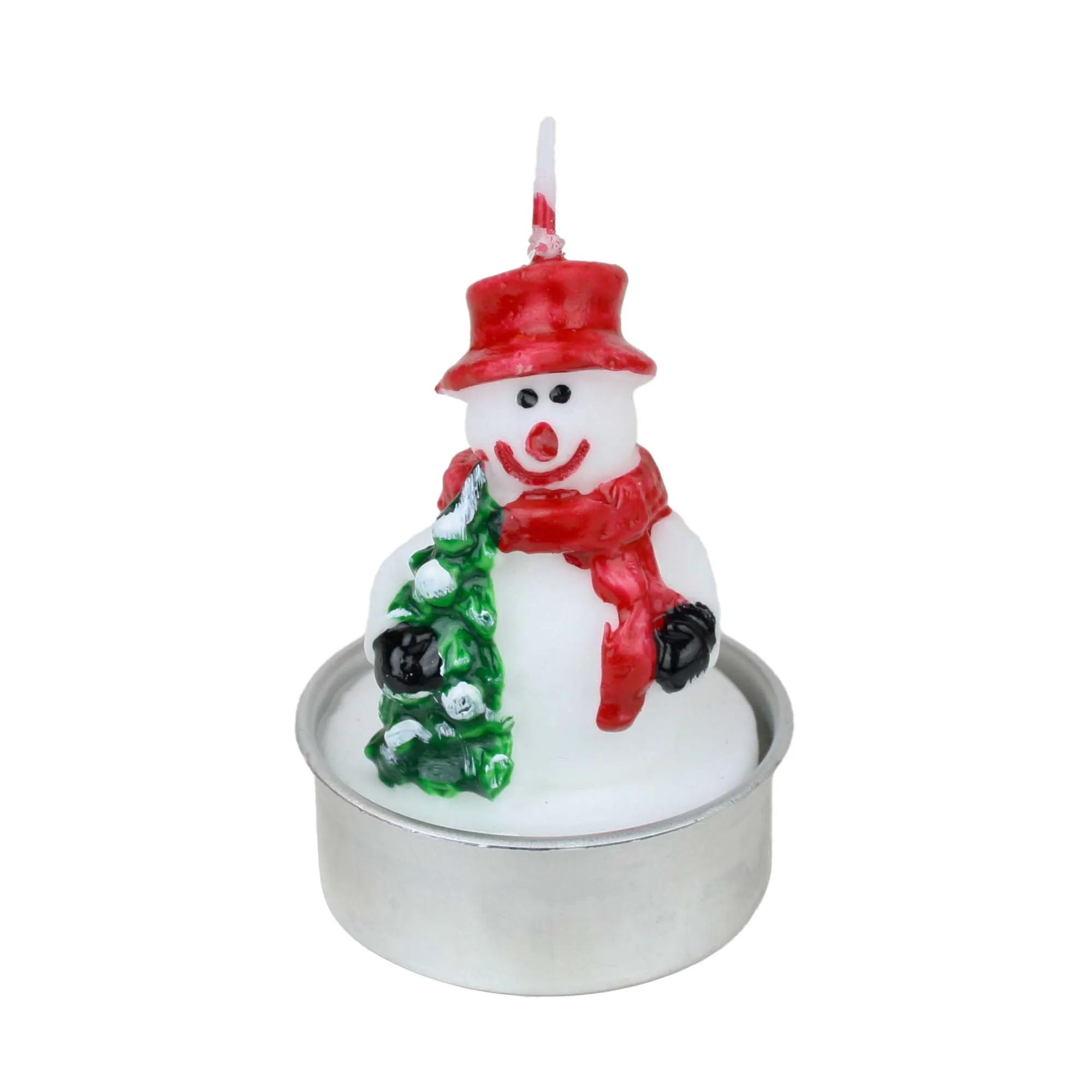 Set 2 Sonwman Christmas Tree Tea Light Candle - Pack of 12