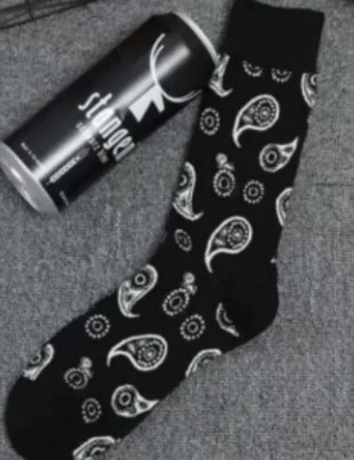 SF1199 Black White Paisley Design Socks