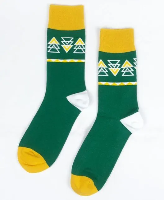 *SF541 Green Yellow Triangles Socks