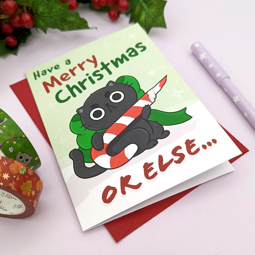 Stabby Festive Cat Greeting Card
