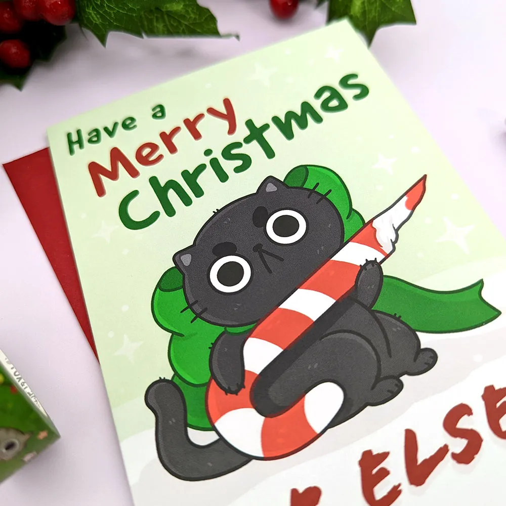 Stabby Festive Cat Greeting Card